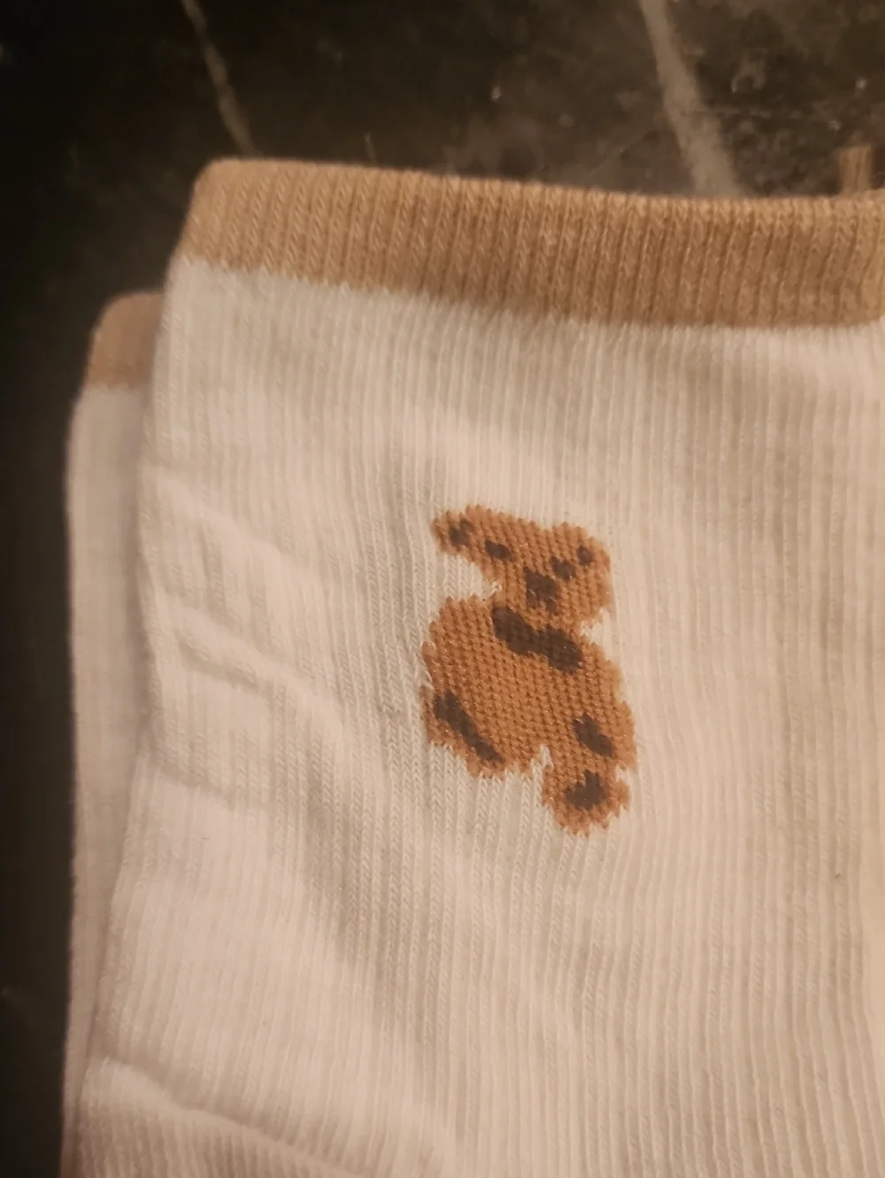 Womens Teddy Bear Crew Socks - White, Cream, Brown NWOT